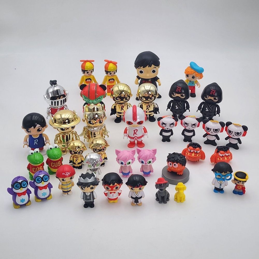 Ryan's World Figures Bundle Lot of 38 Gold Silver Mix Toy